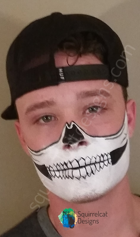half skeleton makeup guy